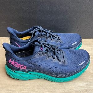 Hoka One One Clifton 8 Running Shoes Womens Navy Outer Space Atlantis, SIZE 10